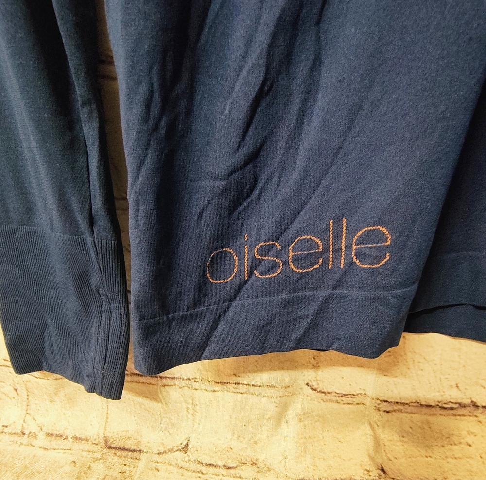 oiselle Navy Blue Long Sleeve Tee with Pink Bird Print - Picture 4 of 12